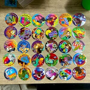 Vintage USA States Foil Pogs (Lot of 30)